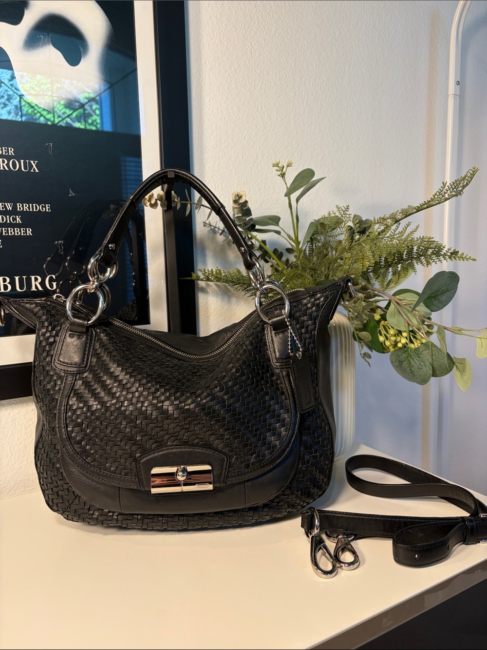 Coach Kristin Woven Leather Round Satchel